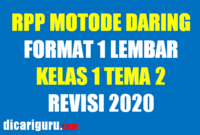 RPP Daring Kelas 1 Tema 2 Format 1 Lembar