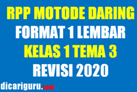 RPP Daring Kelas 1 Tema 3 Format 1 Lembar