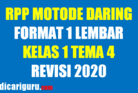 RPP Daring Kelas 1 Tema 4 Format 1 Lembar