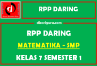 Contoh RPP Daring MTK Kelas 7 SMP Format 1 Lembar