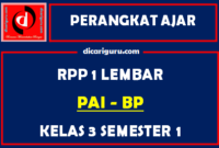 RPP PAI SD Kelas 3 Semester 1 Format Satu Lembar