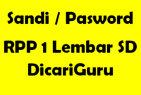 Sandi / Pasword RPP 1 Lembar SD DicariGuru