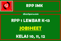 RPP 1 Lembar Jobsheet SMK Kelas 10, 11 dan 12