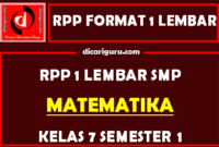 RPP MTK 1 Lembar SMP Kelas 7 Semester 1 (Ganjil)