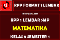 RPP MTK 1 Lembar SMP Kelas 8 Semester 1 (Ganjil)