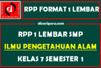 RPP IPA 1 Lembar SMP Kelas 7 Semester 1 (Ganjil)