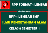 RPP IPA 1 Lembar SMP Kelas 8 Semester 1 (Ganjil)