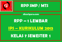 RPP IPS 1 Lembar SMP Kelas 7 Semester 1 (Ganjil)