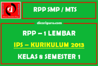 RPP IPS 1 Lembar SMP Kelas 8 Semester 1 (Ganjil)