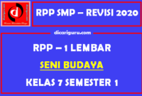 RPP Seni Budaya 1 Lembar SMP Kelas 7 Semester 1 (Ganjil)