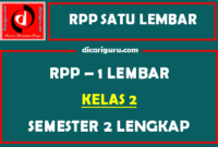 RPP 1 Lembar Kelas 2 SD Semester 2 Tahun 2021