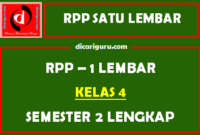 RPP 1 Lembar Kelas 4 SD Semester 2 Tahun 2021