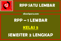 RPP 1 Lembar Kelas 5 SD Semester 2 Tahun 2021