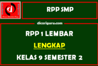 Download RPP 1 Lembar Kelas 9 Semester 2