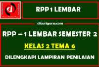 RPP 1 Lembar Kelas 2 Tema 6