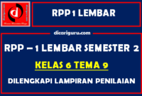 RPP 1 Lembar Kelas 6 Tema 9 Dilengkapi Lampiran Penilaian