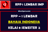 RPP 1 Lembar Bahasa Indonesia Kelas 8 Semester 2 Update 2021