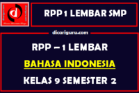 RPP 1 Lembar Bahasa Indonesia Kelas 9 Semester 2 Update 2021