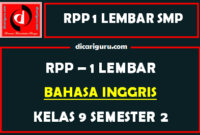 RPP 1 Lembar Bahasa Inggris Kelas 9 Semester 2