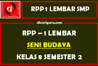 RPP 1 Lembar Seni Budaya Kelas 8 Semester 2 Update 2021