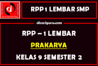 RPP 1 Lembar Prakarya Kelas 9 Semester 2 Update 2021