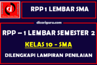 RPP 1 Lembar Kelas 10 SMA/SMK Semester 2 Lengkap