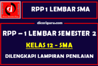 RPP 1 Lembar Kelas 12 SMA/SMK Semester 2 Lengkap