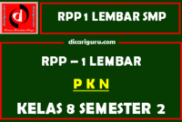 RPP 1 Lembar PKN Kelas 8 SMP/MTS Semester 2