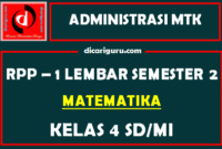 Administrasi Lengkap RPP MTK Semester 2 Kelas 4 1 Lembar