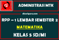 Administrasi Lengkap RPP MTK Semester 2 Kelas 5 1 Lembar