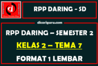 RPP Daring 1 Lembar Kelas 2 Tema 7 Semester 2