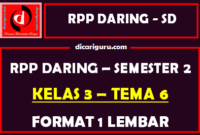 RPP Daring 1 Lembar Kelas 3 Tema 6 Semester 2