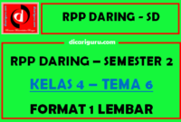 RPP Daring 1 Lembar Kelas 4 Tema 6 Semester 2