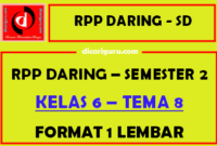 RPP Daring 1 Lembar Kelas 6 Tema 8 Semester 2