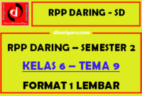 RPP Daring 1 Lembar Kelas 6 Tema 9 Semester 2