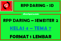 RPP Daring 1 Lembar Kelas 4 Tema 7 Semester 2