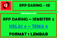 RPP Daring 1 Lembar Kelas 4 Tema 8 Semester 2