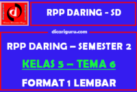 RPP Daring 1 Lembar Kelas 5 Tema 6 Semester 2