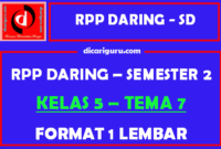 RPP Daring 1 Lembar Kelas 5 Tema 7 Semester 2