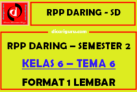 Download RPP Daring 1 Lembar Kelas 6 Tema 6 Semester 2