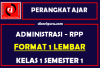 RPP 1 Lembar Kelas 1 Semester 1