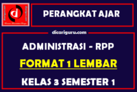 RPP 1 Lembar Kelas 3 Semester 1