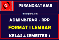 RPP 1 Lembar Kelas 4 Semester 1