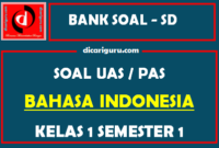 Soal UAS / PAS K13 Bahasa Indonesia Kelas 1 Semester 1