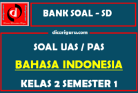 Soal UAS / PAS K13 Bahasa Indonesia Kelas 2 Semester 1