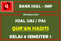 Soal UAS Qur’an Hadits K13 SMP Kelas 8 Semester 1