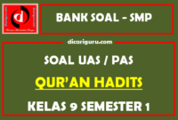 Soal UAS Qur’an Hadits K13 Kelas 9 Semester 1