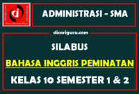 Silabus Bahasa Inggris Peminatan Kelas 10 K13 SMA