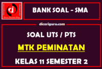 Soal PTS MTK Peminatan Kelas 11 Semester 2 dan Kunci Jawaban