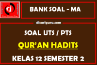 Soal PTS Qur’an Hadits Kelas 12 Semester 2 dan Kunci Jawaban